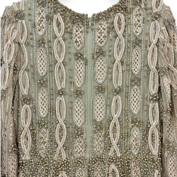 Mac Duggal NEW Embellished Mesh Long Sleeve A Line Gown Nude Sage $1,798 Size 10 - Picture 13 of 16